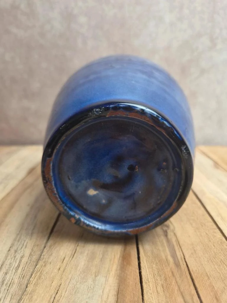 Vaso artesanal vintage em cerâmica esmaltada azul - Estilo Safi Maroc – photo 6